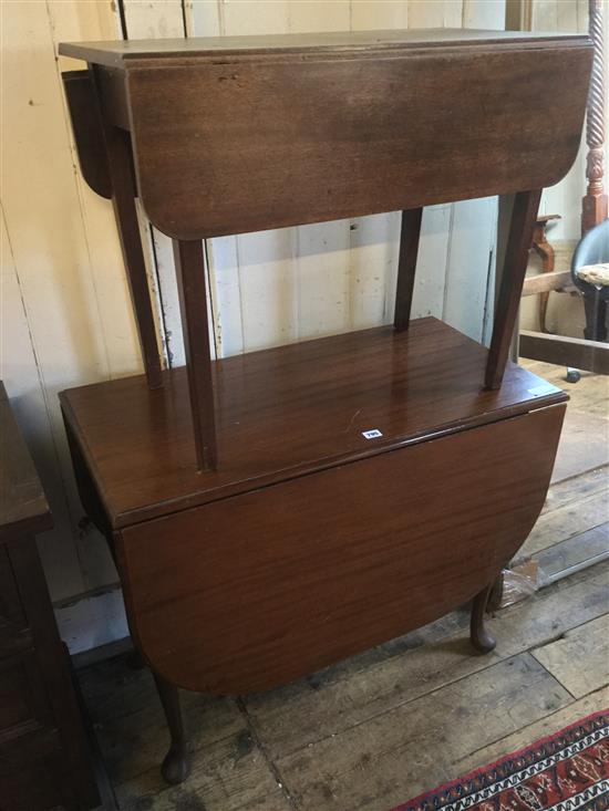 Mahogany drop leaf table & oak pembroke table